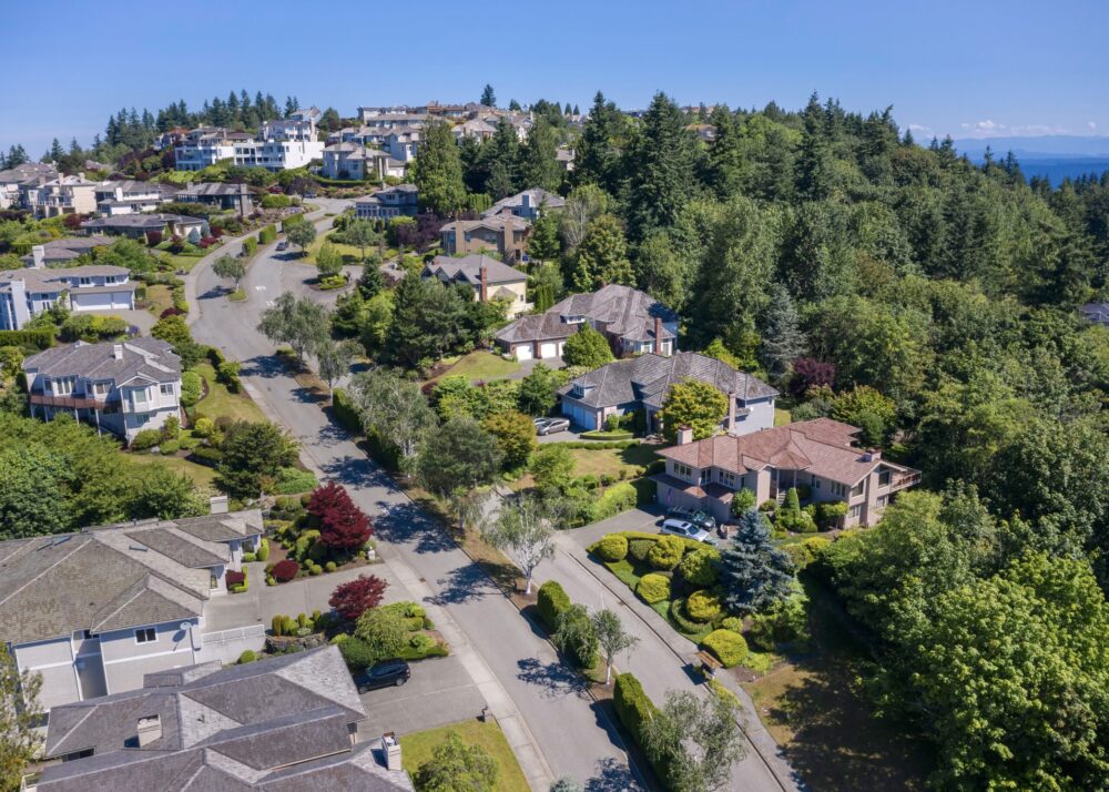 Aerial view of Bellevue neighborhoods